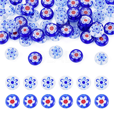 50Pcs 2 Colors Handmade Millefiori Lampwork Beads LAMP-TADJ0001-03B-1