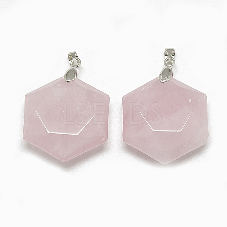 Natural Rose Quartz Pendants G-S334-003F-1