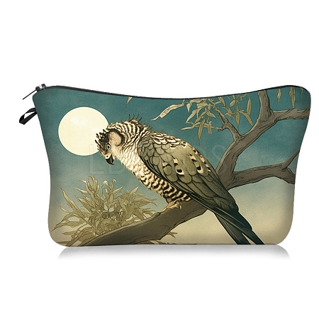 Bird Print Polyester Cosmetic Zipper Pouches PW-WG30A57-02-1