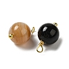 Dyed Natural Agate Round Charms with Real 18K Gold Plated Brass Loops KK-P242-09B-G-2