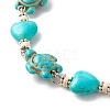 Heart & Tortoise Synthetic Turquoise Beaded Anklet AJEW-AN00459-02-4