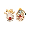 Christmas Alloy Colorful Rhinestone & Plastic Asymmetrical Stud Earrings for Women LS-EJEW-M256-02A-G-1