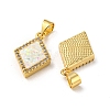 Brass Micro Pave Cubic Zirconia with Synthetic Opal Pendants KK-K356-19G-2