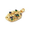 Rack Plating Brass Micro Pave Cubic Zirconia with Sea shell Pendants KK-Q795-15C-G-2