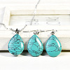 Teardrop Synthetic Turquoise Pendant Necklaces & Dangle Earrings Sets FS-WGAC060-06-1