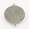 Tibetan Style Alloy Flat Round Cabochon Connector Settings TIBE-Q038-001D-AS-RS-2