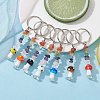 7Pcs 7 Styles Chakra Natural Gemstone Chips Keychains with Lampwork Mushroom Charm KEYC-JKC00547-S-2
