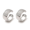 Rack Plating Brass Micro Pave Clear Cubic Zirconia Ring Cuff Earrings for Women EJEW-P280-12P-1