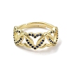 Real 18K Gold Plated Brass Micro Pave Cubic Zirconia Adjustable Rings RJEW-M170-04G-02-2