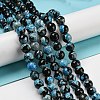 Faceted Round Dyed Natural Fire Crackle Agate Beads Strands G-D769-8mm-04-1