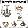 60Pcs 6 Styles Tibetan Style Alloy Charms FIND-BM0001-46-2