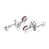 Brass Micro Pave Deep Pink Cubic Zirconia European Dangle Charms KK-N287-18P-2