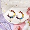 Moon & Star Chakra Faceted Round Gemstone Dangle Half Hoop Earrings EJEW-JE05898-2