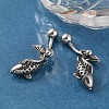 Fish 316 Surgical Stainless Steel Dangle Belly Button Rings EJEW-G416-15AS-3