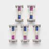 Brass Cubic Zirconia Slide Charms ZIRC-S063-01I-P-1