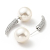 Clear Cubic Zirconia Horn with Acrylic Pearl Front Back Stud Earrings EJEW-G295-02A-P-2