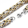 Ion Plating(IP) Two Tone 201 Stainless Steel Byzantine Chain Bracelets BJEW-S057-86A-03-3