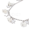 Natural White Moonstone Chips & Star Charms Anklet AJEW-AN00512-02-3