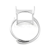 Rectangle Adjustable 925 Sterling Silver Ring Components STER-G042-09P-3