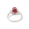 Handmade Polymer Clay Rhinestone Finger Rings for Women RJEW-JR00919-5