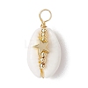 Natural Cowrie Shell Copper Wire Wrapped Pendants PALLOY-JF02932-03-1