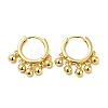 Brass Round Beads Dangle Hoop Earrings for Women EJEW-A079-07G-1