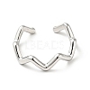 304 Stainless Steel Wave Open Cuff Ring for Women RJEW-I085-13P-02-2