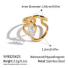 Irregular 304 Stainless Steel Pave Clear Cubic Zirconia Cuff Open Rings for Women MO3705-3-1