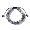 10mm Round Natural Blue Spot Jasper Braided Bead Bracelets BJEW-C067-01C-15-2