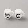 Cup with Word Ggood Vibes Only Silicone Beads SIL-WH0006-18B-1