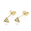 Brass Micro Pave Clear Cubic Zirconia Stud Earrings EJEW-T046-33G-NF-1