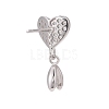 Rhodium Plated 925 Sterling Silver Stud Earring Findings STER-N0004-006-3