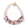 Natural Amethyst & Natural Rose Quartz  Beaded Bracelets for Women BJEW-JB13150-01-2
