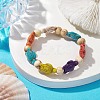 Beach Turtle Dyed Synthetic Turquoise Stretch Bracelets BJEW-JB10296-02-2