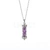 Natural Amethyst Chip Wishing Bottle Cone Love Glass Pendant Necklaces FL0210-11-1