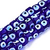 Handmade Evil Eye Lampwork Beads Strands LAMP-WH0006-05B-1