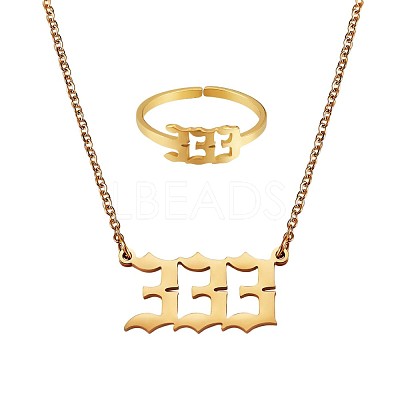 Number Pendant Necklace & Open Cuff Ring JX197A-1