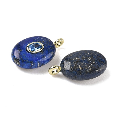 Natural Lapis Lazuli & Cubic Zirconia Pendants G-Z076-01G-21-1