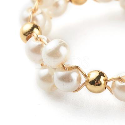 Glass Pearl Beads Finger Rings RJEW-TA00005-1