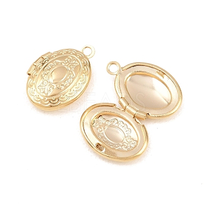 Oval Brass Locket Pendants KK-K414-12F-G-1