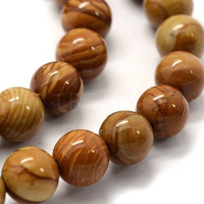 Natural Wood Lace Stone Wooden Jasper Beads Strands X-G-G763-05-10mm-1