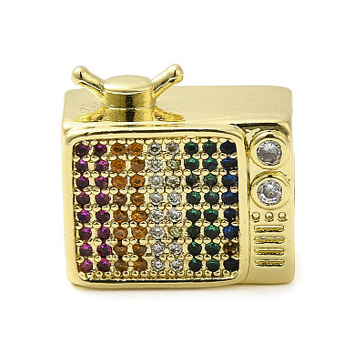 Rack Plating Brass Cubic Zirconia European Beads KK-Q784-39G-1