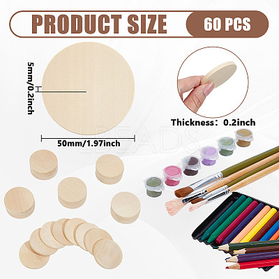 Unfinished Wooden Flat Round Cutouts WOOD-WH0050-042C-1