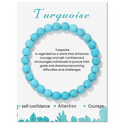 Synthetic Turquoise Beaded Stretch Bracelets PW-WG7FE75-19-1
