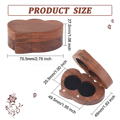 Portable Walnut Wooden Couple Ring Boxes OBOX-WH0015-03-1