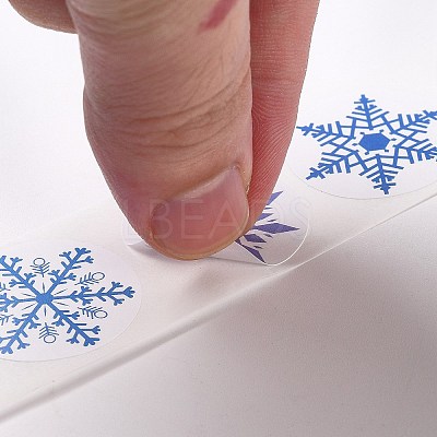 Christmas Themed Flat Round Roll Stickers X-DIY-B045-04A-1