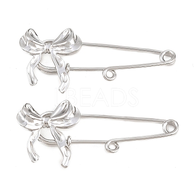 Bowknot 304 Stainless Steel Safety Pins Brooch Findings SA-CBA098D-12A-P-1