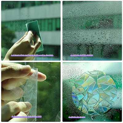 7PCS 3 Styles PVC Stickers Colorful Window Stickers Rainbow Prism Butterfly Flower Static Glass Window Stickers JX824A-1
