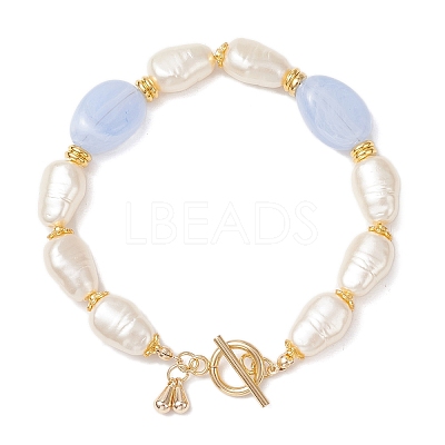 Imitation Gemstone & ABS Imitation Pearl Acrylic Beaded Bracelets for Women BJEW-JB12157-02-1