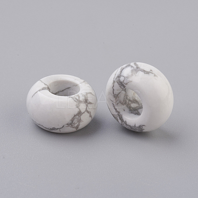 Natural Howlite European Beads X-G-G740-14x8mm-07-1